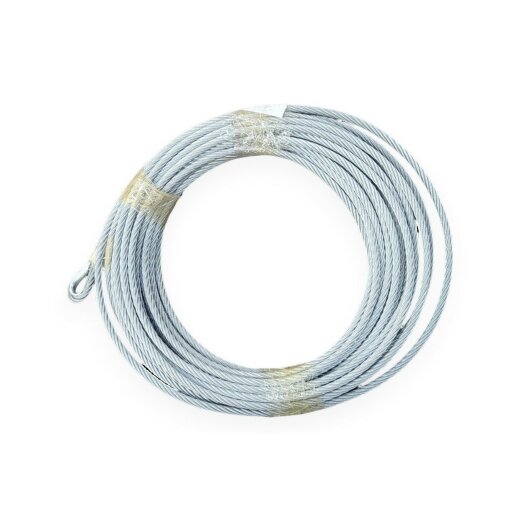 Steel cable for winches FI 9 mm, 21 m, with thimble