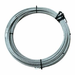 Steel winch rope FI 9.5 mm, 20 m, with thimble