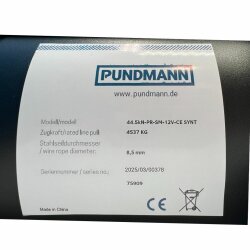 PUNDMANN - 35kN-PR-SM-12V-EN1 SYNT PLUS, 3560 kg, synthetic rope 25 m x 10 mm, standard drum, winch.