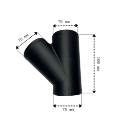 T-piece 75 x 75 x 75 mm angle 45&deg;