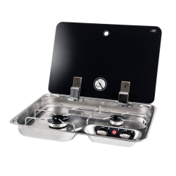 CAN FC1346 Gas Stove with Glass Cover, 2 Burners, for...