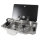 CAN FL1324 gas hob with glass lid, single burner and sink, ideal for motorhome/boat