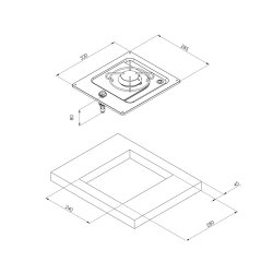 Gas Stove CAN PC1320, 1 Burner, for Motorhomes/Boats