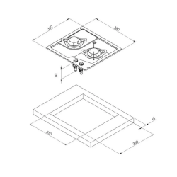 Dwupalinkowa płyta gazowa do zabudowy 385 x 360 mm - CAN PC1322