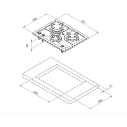 Three-burner gas stove with manual ignition - CAN PC1323-S