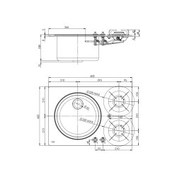 Cooker-Sink, left, two-burner, manual ignition - CAN PV1360