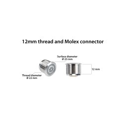 Push Control Button, 12 mm thread and Round connector