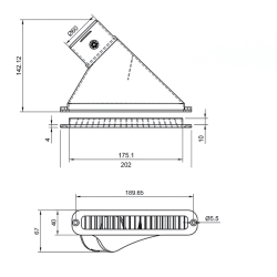 Wylot powietrza 45 stopni, połączenie FI 60 mm